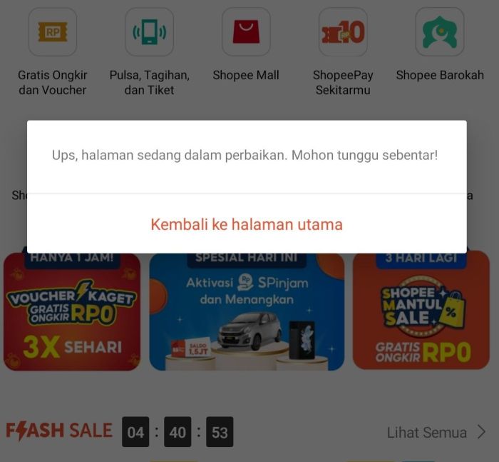 Beli token di shopee tidak masuk