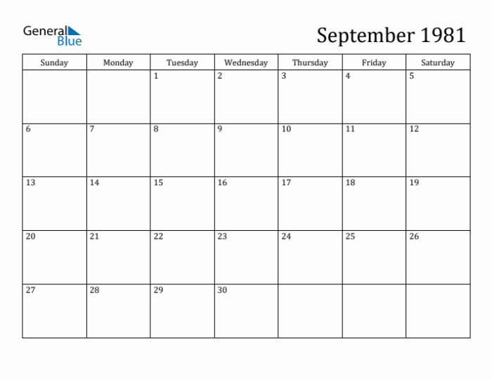 Kalender september 1981 lengkap dengan weton