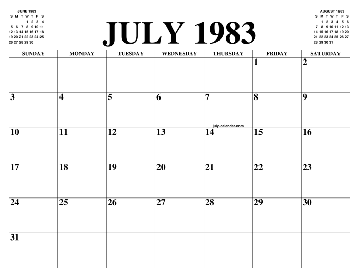 Kalender juli 1983 lengkap dengan weton