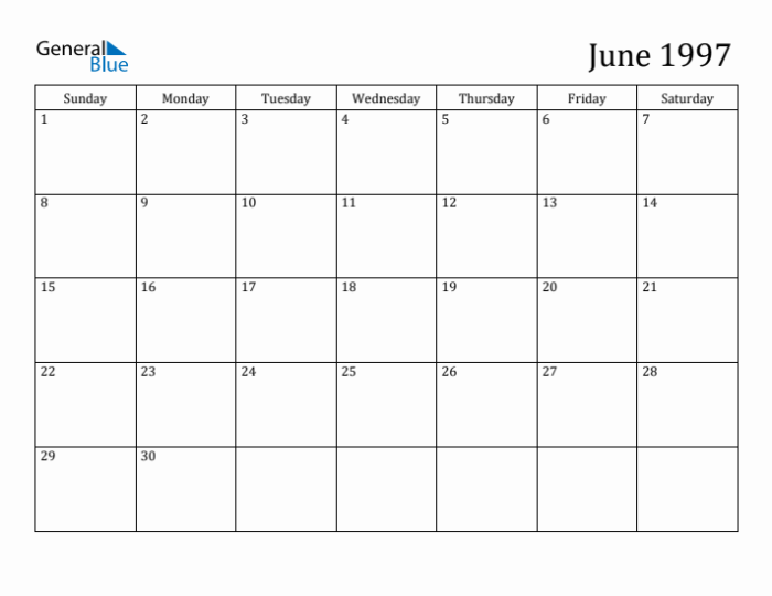 Kalender juni 1997 lengkap dengan weton