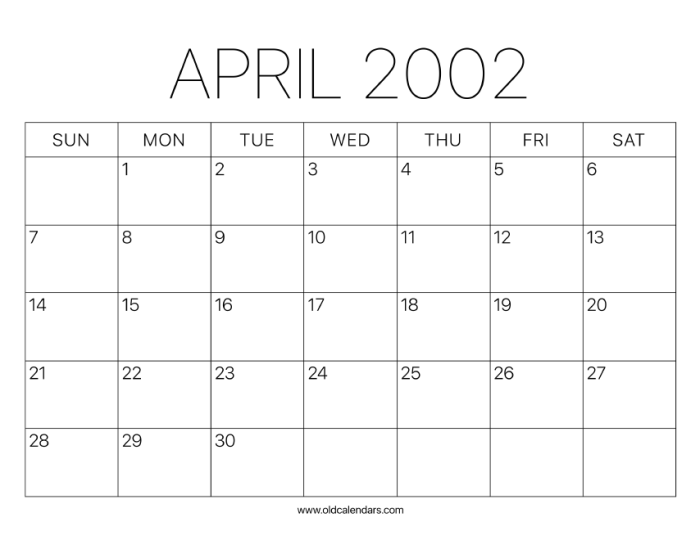 Kalender jawa 2002 april