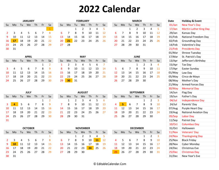 Kalender 2022 lengkap dengan tanggal merah