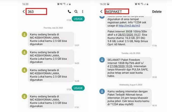 Cara beli paket im3 lewat sms