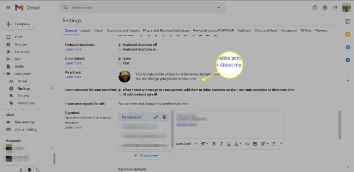 Gmail change profile picture account add