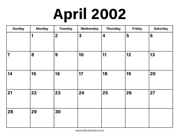 Kalender jawa 2002 april