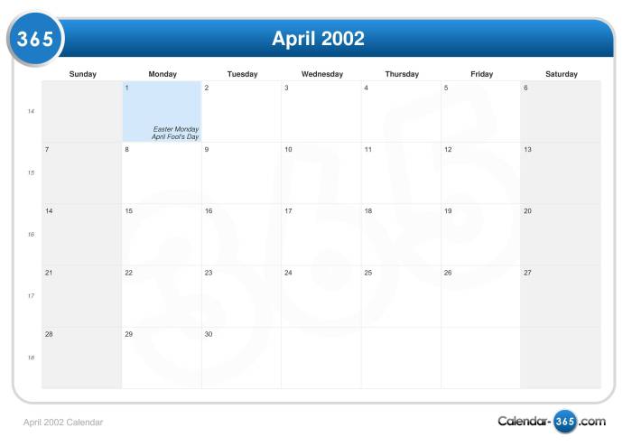 Kalender april 2002 3