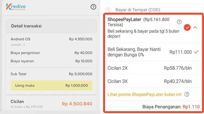 Cara bayar shopee paylater lewat kredivo