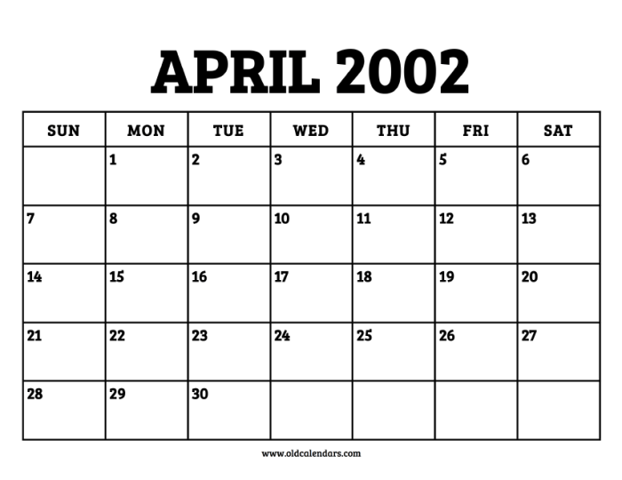 Kalender april 2002 lengkap dengan weton