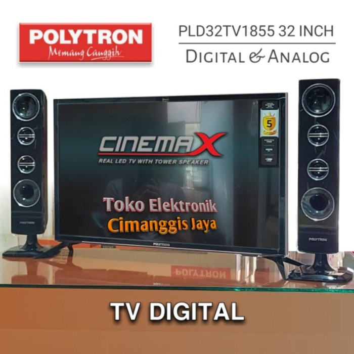 Tv led polytron 32 inch layar blank biru