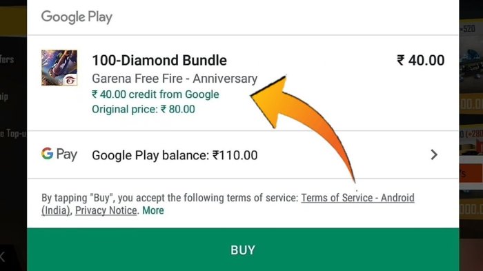 Top up ff menggunakan saldo google play