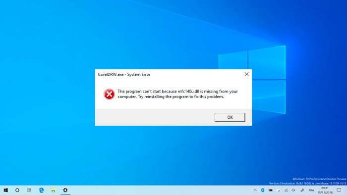Mfc140u.dll missing coreldraw