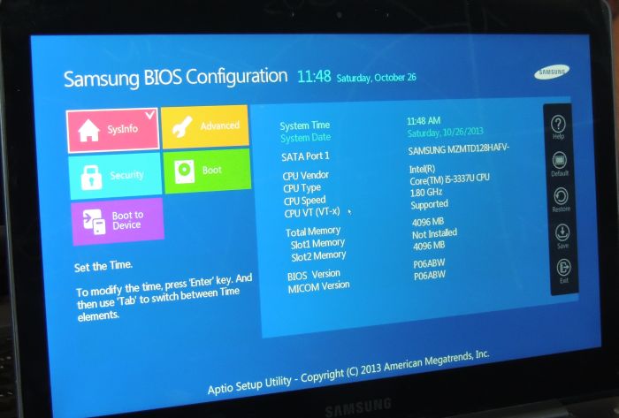 Masuk bios laptop samsung