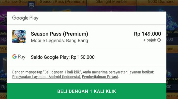 Top up ml pakai saldo google play